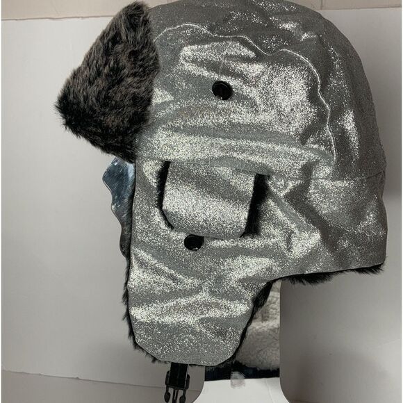 Glitter Faux Fur Trapper Hat Red - Picture 7 of 8